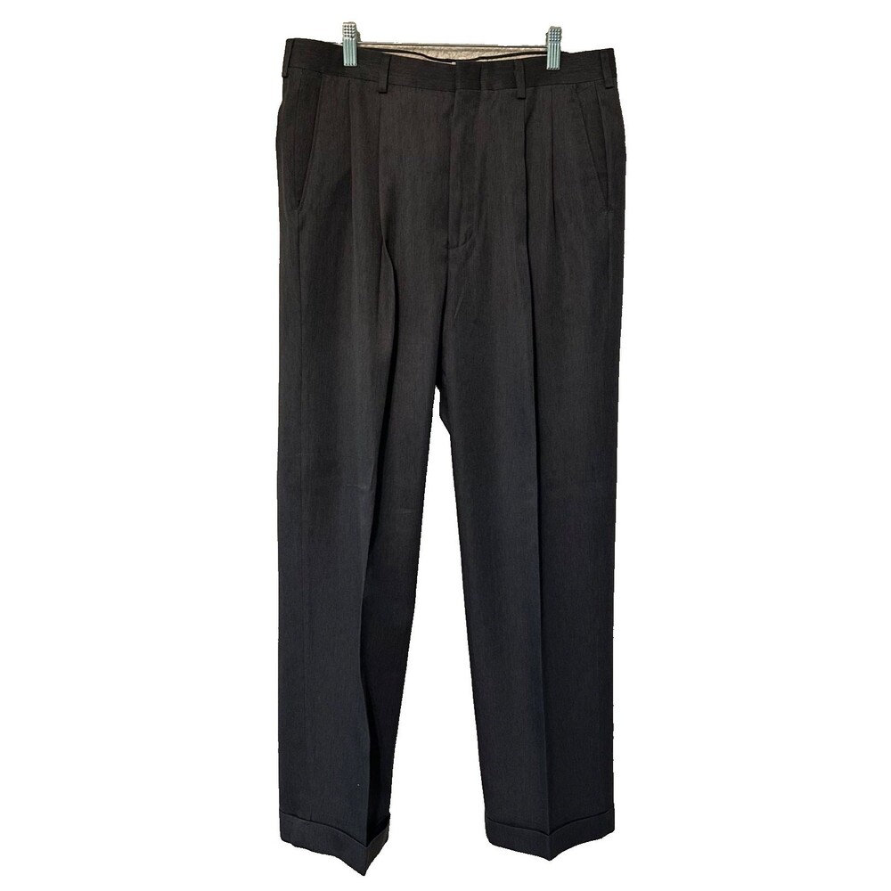 Haggar Men’s Charcoal Pleated Front Classic Fit Dress Pants s‎ 34Wx32L